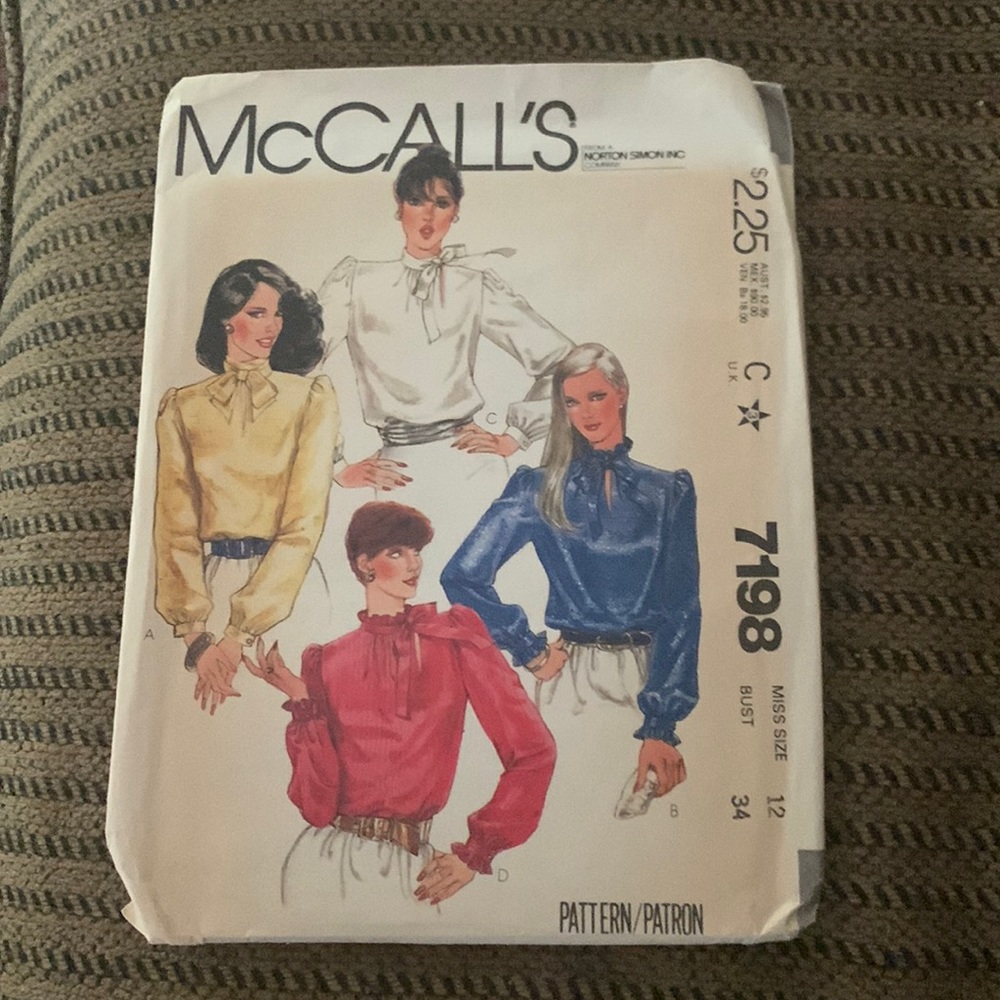 Vintage McCall’s Blouse Pattern Size 12